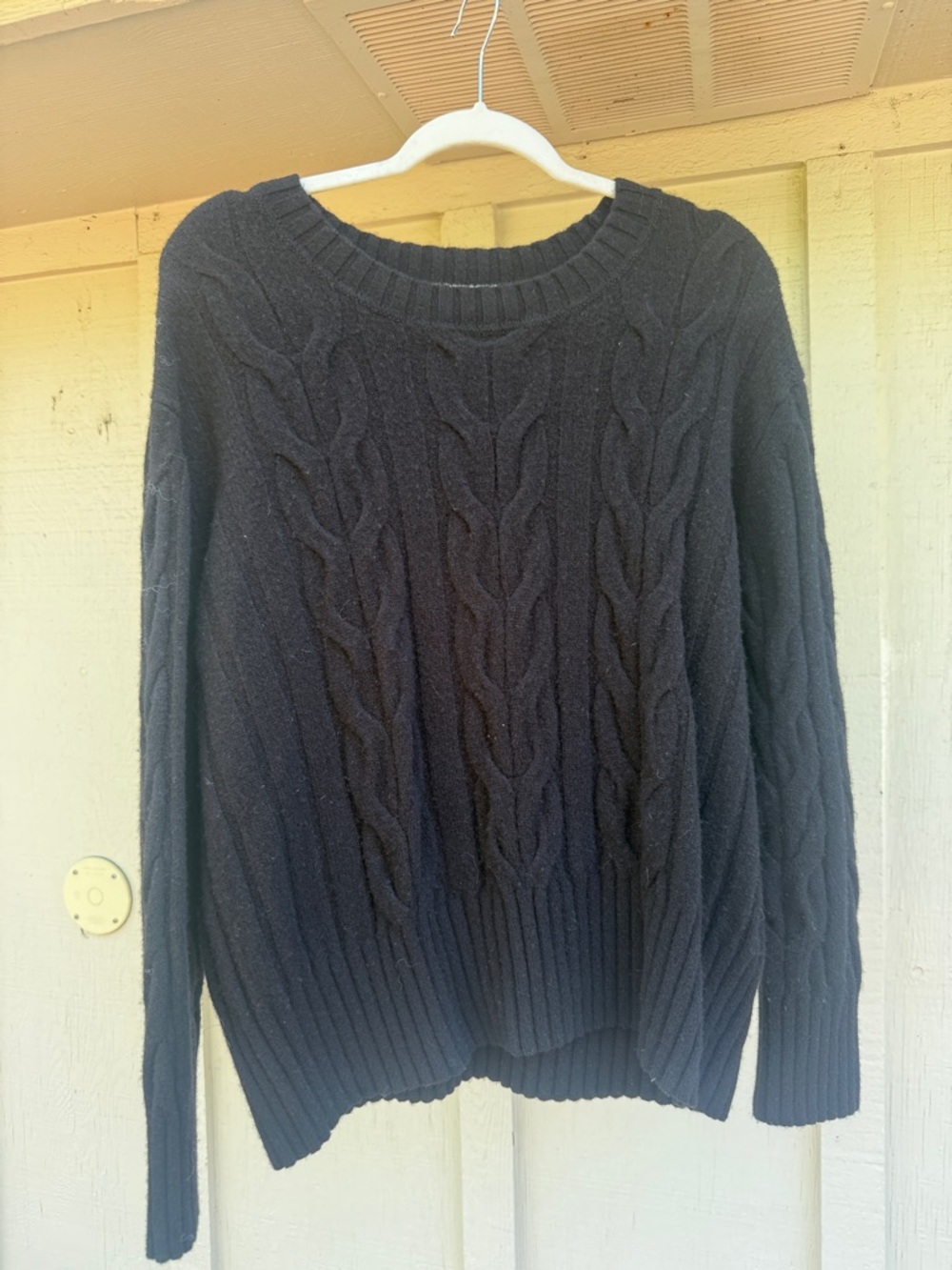 Banana Republic Black Cable Knit Scoop Neck Sweater